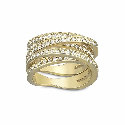 SWAROVSKI Spiral Gold Tone Ring Clear Crystal